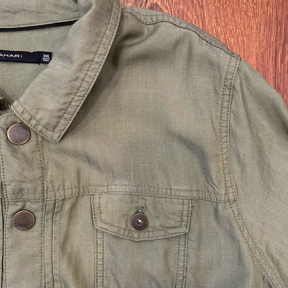 Tahari Jacket Womens XXL Olive Green Lightweight Spring Fall Neutral Layering - Picture 6 of 12